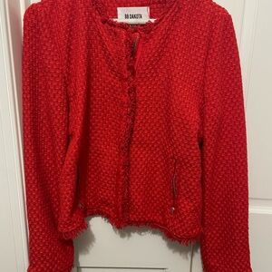 BB Dakota Red Blazer with Textured Fabric and Cropped Style